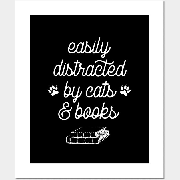 Easily distracted by cats and books Wall Art by LemonBox